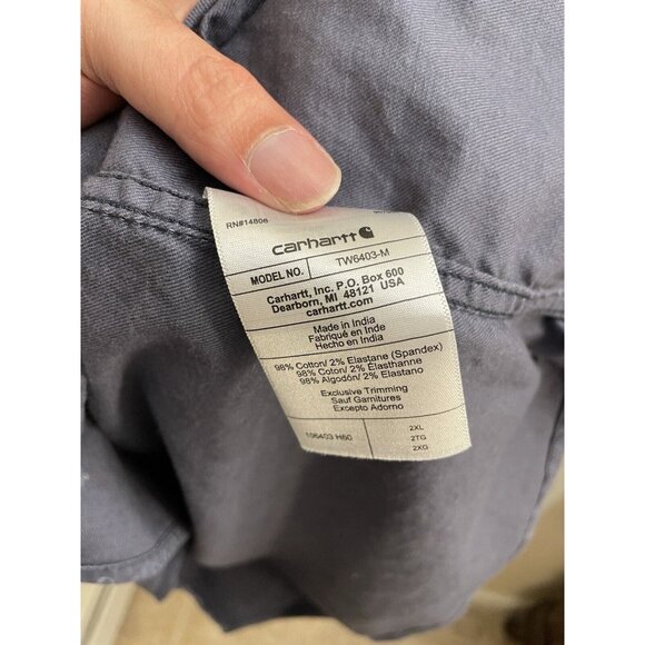 Carhartt Rugged Flex Shirt Mens Size Xxl Gray Button Up Relaxed Fit Bandana - Picture 8 of 8